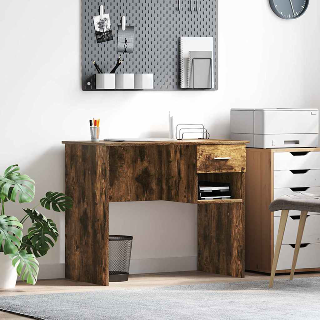 Desk Smoked Oak Finish 90 x 49 x 75 cm Engineered Wood