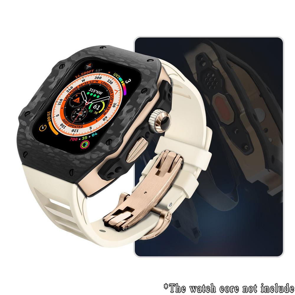 Luxury Carbon Fiber Modification Kit Compatible For Apple Watch Ultra3 49mm 44mm 45mm Iwatch Series 9 8 7 6 5 4 SE3/2/1 Ultra 3