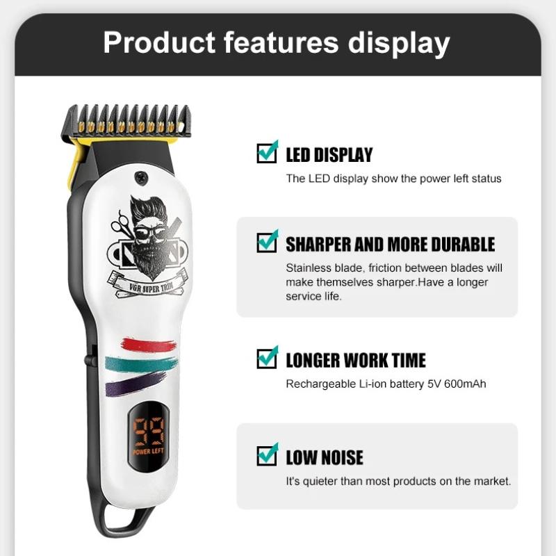 VGR Retro Oil Head Clipper Hair Trimmer Cordless Haircut Machine Electric Beard USB Hair Clipper Professional Rechargeable Trimmer for Men V-971