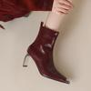 Fashion NEW Autumn Women Boots Pointed Toe High Heel Shoes Split Leather for Shoes Women Elegant Modern Boots Daily Shoes Zipper Boots
