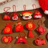 Lion Dance God of Wealth Pendant Cute Chinese New Year Keyring Plush Doll Keychain  Home Decoration
