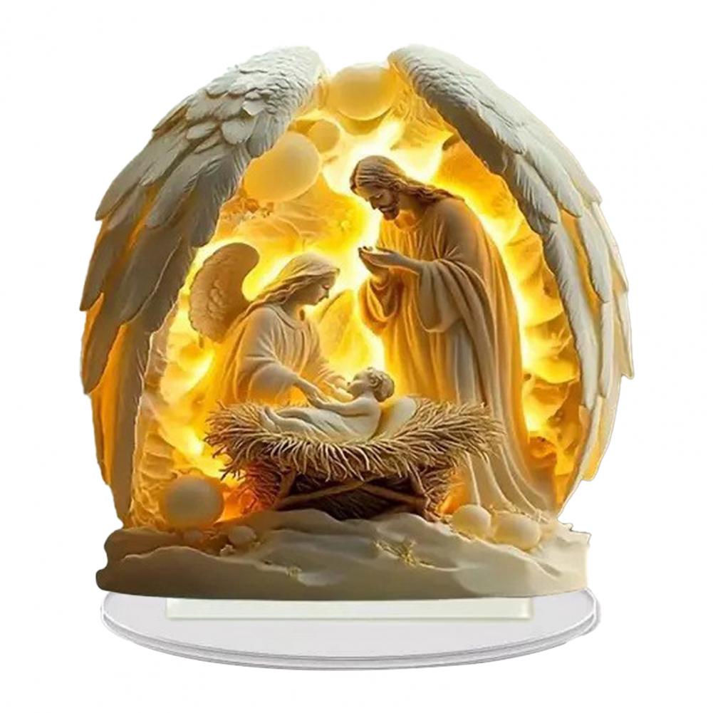 2D Flat Acrylic Ornament Angel Southeast Asian Style Easter Christmas Craft Home Ornament Acrylic Nativity Art (Thickness 0.3cm)