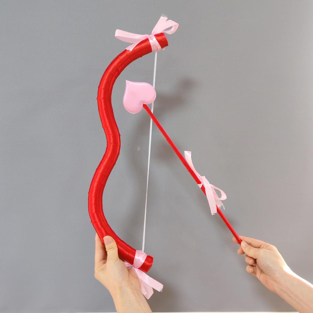 Cupid Heart Bow & Arrow Set for Valentine's Day and Qixi Festival Party Decor & Photo Props