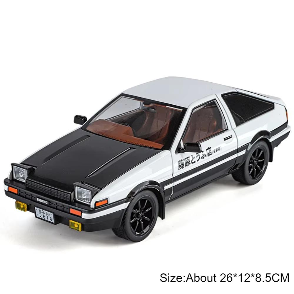 Large 1:18 Classic Movie AE86 Car Model Toy Alloy Diecast Sound Light Vehicle Wheel Steering Shock Absorption Models Kids Gifts
