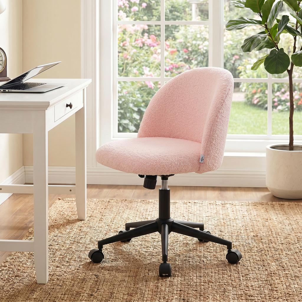 Ergonomic Office Chair, Height Adjustable, Casters, Pink