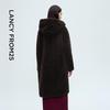 LANGZI Wang Churan Style Hooded 100% Wool Long Coat