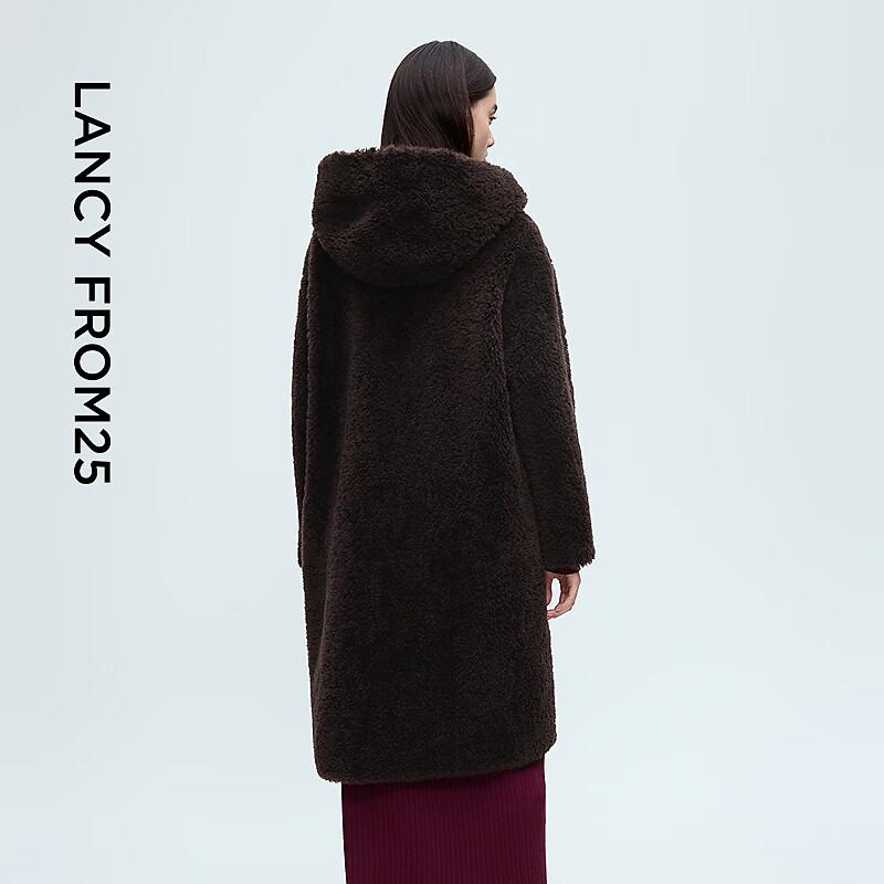 LANGZI Wang Churan Style Hooded 100% Wool Long Coat