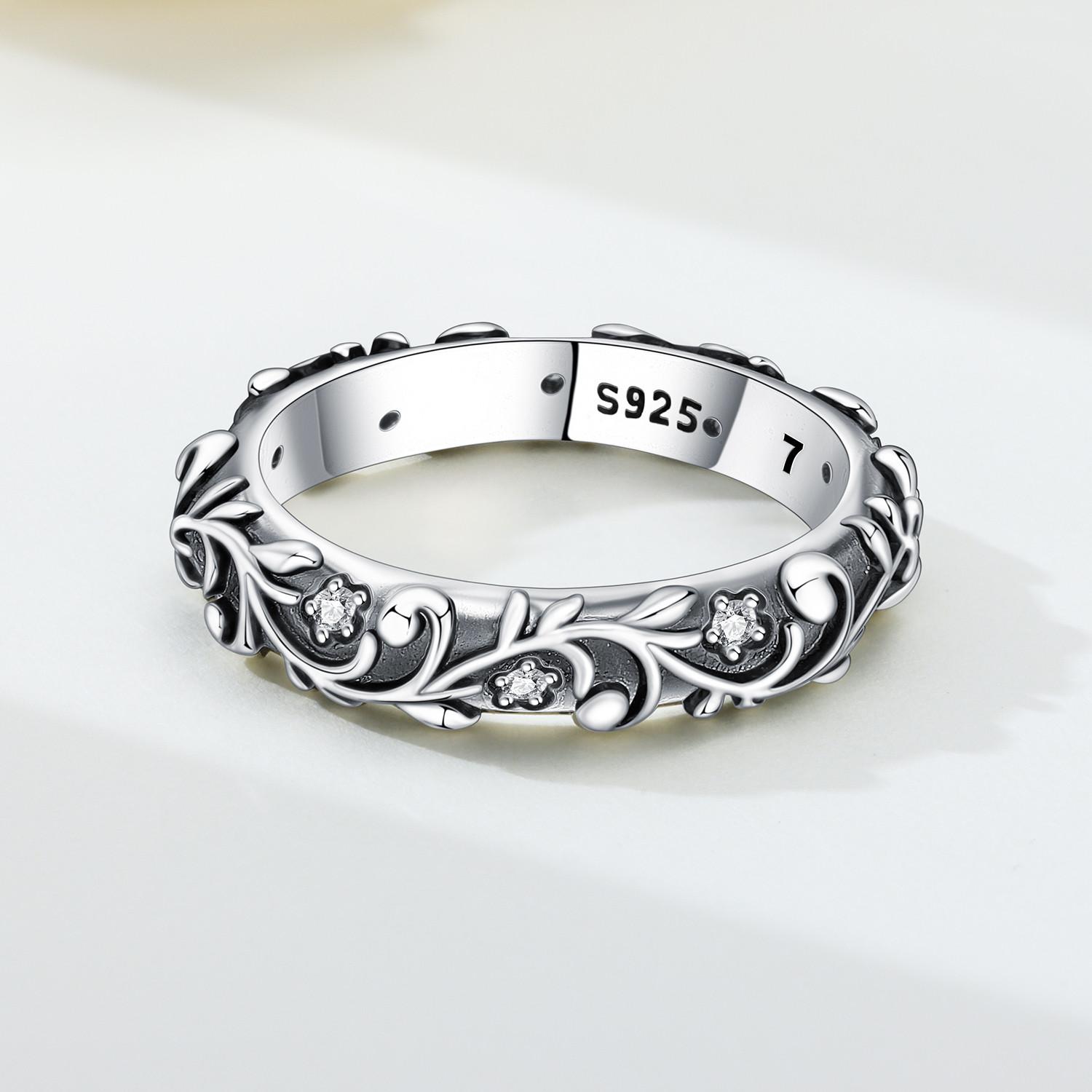 

Original Ring S925 Silver Vintage White Zirconia Ring Floral Patterns Woman s Ring Anniversary Delicate Gift Accessory 6