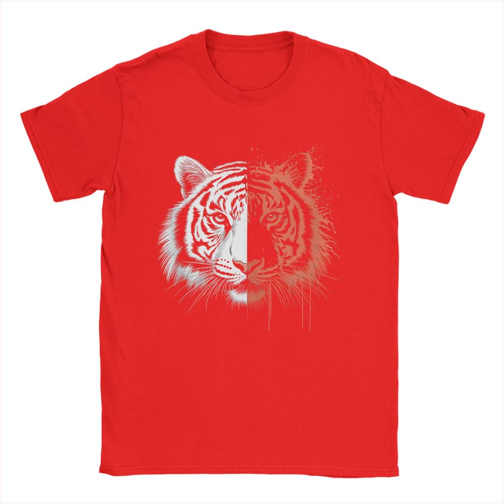 Cool Tiger Animal Print Men T Shirt  Casual Tee Shirt Short Sleeve Round Collar T-Shirt Cotton Printed Clothes