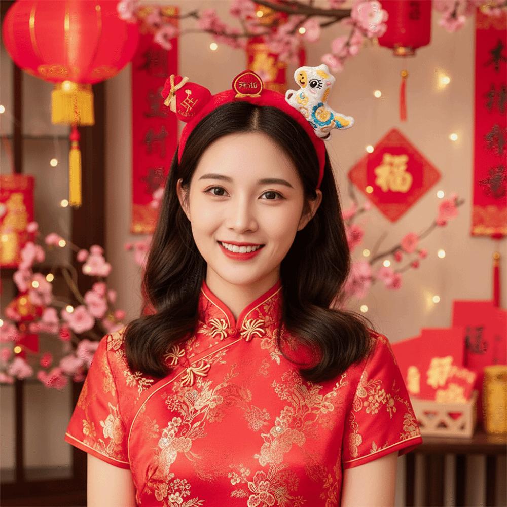 Mascot New Year Headband Cartoon Plush Horse Headband Sweet Horse Hairband  Party Decoration