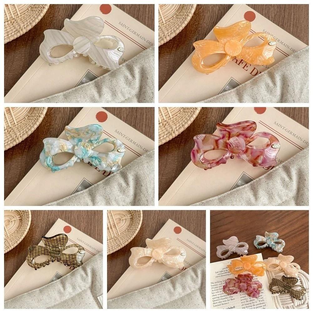 Korean Style Bowknot Barrettes Sweet French Shark Clip Bow Acetic Acid Hair Claw  Hair Accessories