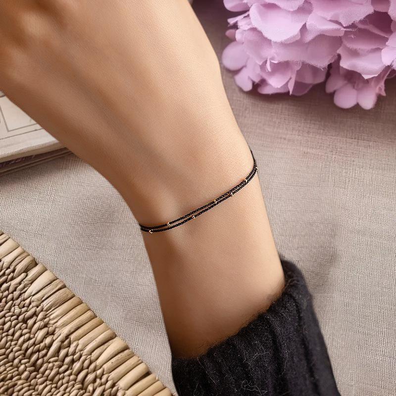 Handgefertigtes Perlenarmband Rotes Seil Verstellbar Transfer Glücksperlen Einfacher Stil Freundschaftsarmband Feiner Schmuck Geschenk