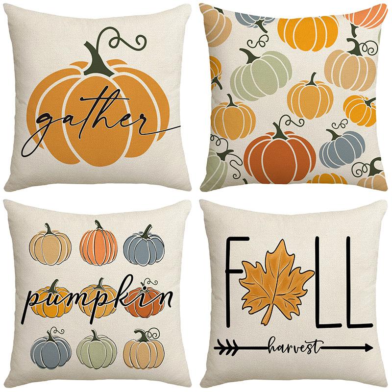 New Autumn Maple Leaf Pumpkin Pillow Cover Living Room Sofa Bedroom Printed Home Pillow Cover Cushion