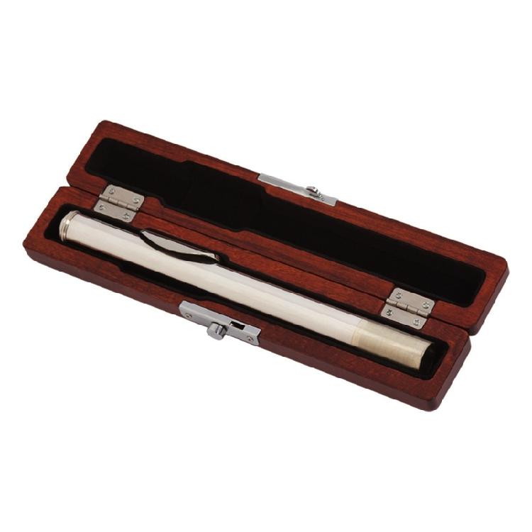 Vintage Flute Head Joint Storage Box with Soft Interior Wood Texture Perfect for Instrument Maintenance and Safekeeping