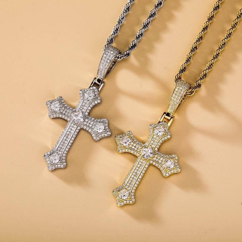 Accessories Hip Hop Cross Diamond Pendant Necklace Vintage Niche Versatile Style Necklace