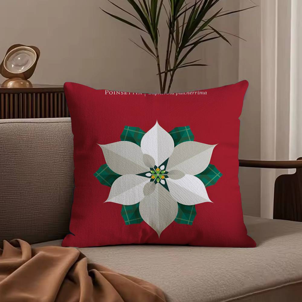 Simple Flower Art Pillow Case Anti-dustmite Pillowcase Invisible Zipper Silky Short Plush Sofa Cushion Cover