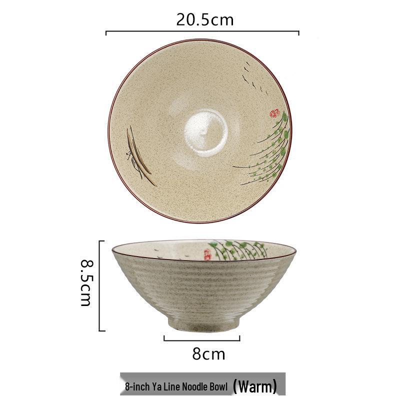 Popular 8-inch Color Glaze Ceramic Ramen Bowl - Hand-painted Trumpet Design