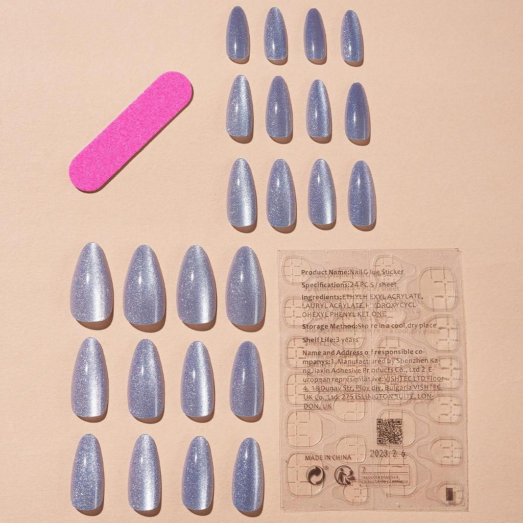 24pcs/Box Detachable Ballerina False Nails Wearable Fake Nails Cat Eye Nail Tips Manicure Tool Press On Nails