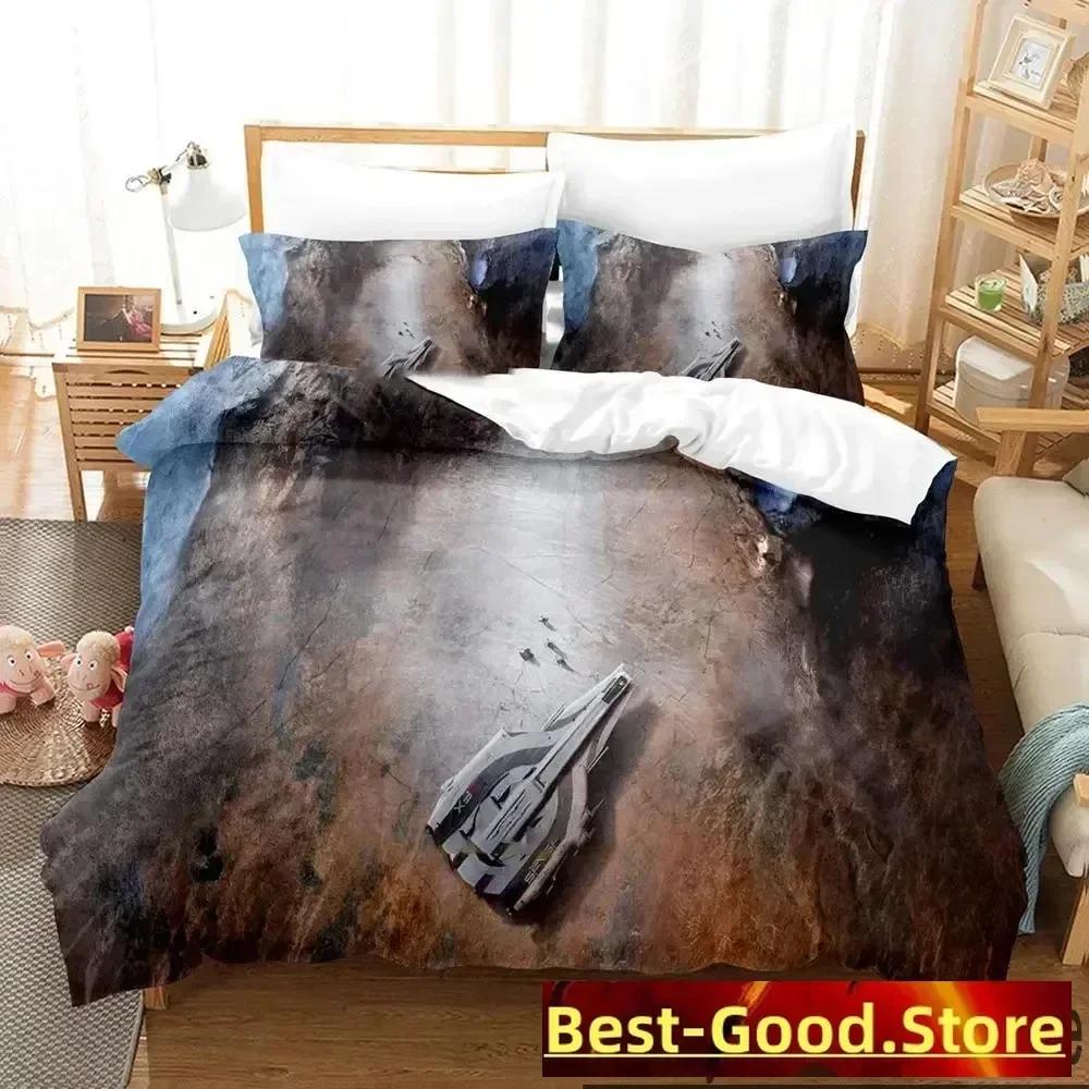 3D Print Game Mass Effec Bedding Set Printed Bed Set With Pillowcase Bed Duvet Cover Soft Single Double Queen Super King Size