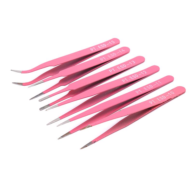Professional Pink Eyebrow Tweezers Hair Beauty Slanted Stainless Steel Tweezer