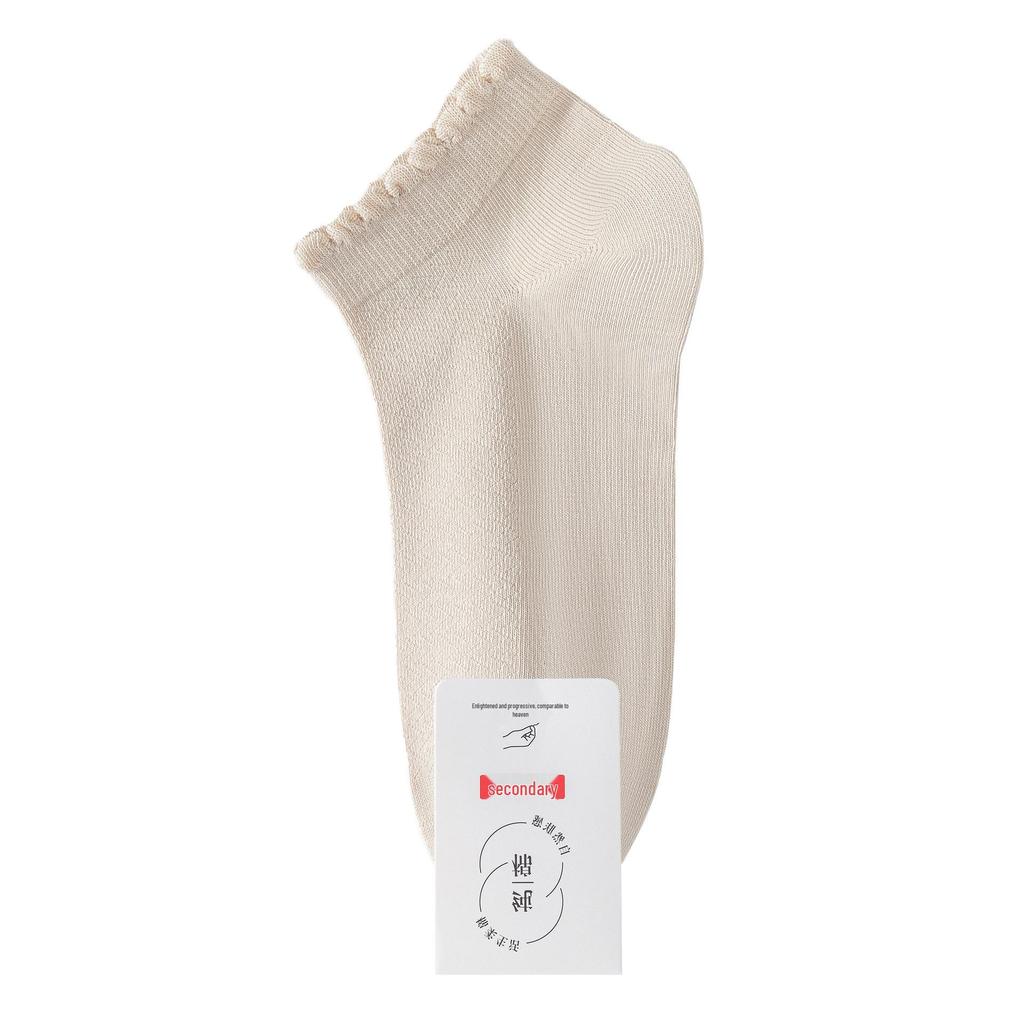 Seamless Breathable Cotton Women's White Anti-Odor Short Socks for Spring/Summer