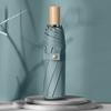 Three-fold Simple Plain Windproof Creative Solid Wood Handle Women's Vinyl Parasol Fixed Plus Ogo Small Fresh Sun