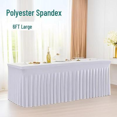 Copritavolo Estensibile in Poliestere da 6 piedi per Matrimoni e Banchetti, Design con Gonna Rettangolare, Qualità Alberghiera