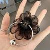 3PCS Mesh Rose Hair Ring Fashion Girls Hair Tie Leather Band Sweet Ponytail Headband Cute Marble Hair Rope