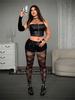 S Women'S Sexy Pantyhose Fashion Black Lip Print Transparent Mesh Stockings Stretechy & Comfortable For Party & Daily Wear
