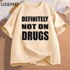 Trička Definitely Not on Drugs Bavlna Krátký rukáv Vtipné tričko Pánské Ležérní Oversized Pánské Oblečení Streetwear Párty Klubová Trička