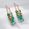 Shiny Green Natural Zircon Drop Earrings For Women Trend  Rose Gold Color Bride Wedding Fine Jewelry Crystal Gift