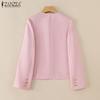 ZANZEA Women Casual Round Neck Loose Long Sleeve Blouse