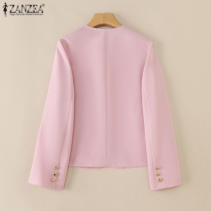 ZANZEA Women Casual Round Neck Loose Long Sleeve Blouse