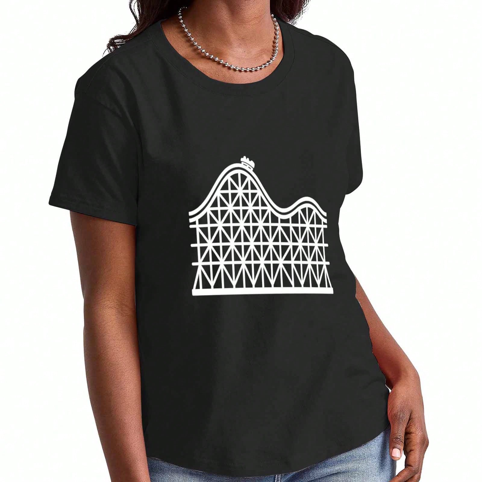 Roller Coaster Lover Wounisex s Cotton T Shirt, Premium Cotton Print, Durable, Ride,Watch, Research, Talk, Think, Dream About Roller Coaster Casual Fa S разноцветный