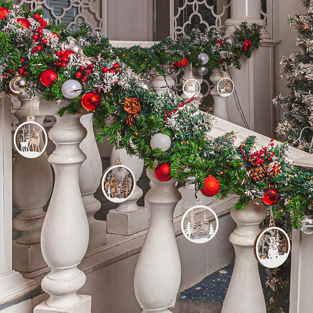 Christmas Wooden Pendants Vintage Hollow Ornament Christmas Tree Reindeer Ornament Hanging Gift Christmas suministros navideños