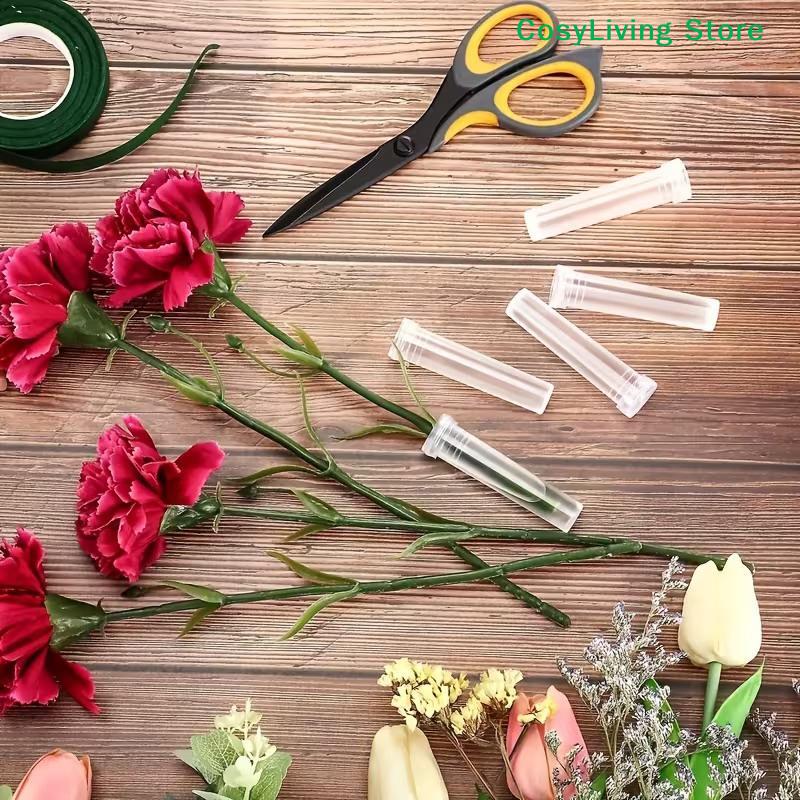 [CL]20 PIEZAS Tubos de Agua para Flores con Tapas Reutilizables Silicona Transparente Frascos Florales Plástico Para Conservación de Flores y Plantas[CL]
