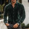 Autumn Winter Flannel Casual Shirts Men Solid Color Velvet Shirts Mens Long Sleeve Turn-Down Collar Business Vintage Shirt Man
