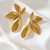 European and American niche glossy flower leaf stud earrings hot-selling simple and versatile commuter earrings metal girls earrings