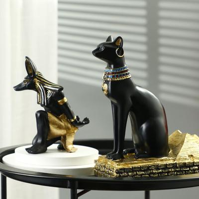 Stojan na víno a držák na telefon Anubis & Bastet Pryskyřičná dekorace