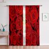 Red Vintage Rose Flower 3d Printed Curtain Bedroom Living Room Study Window Decoration Curtain Home Decoration 2 Pieces