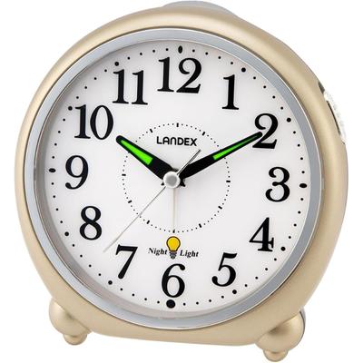 Ceas de masă Landex, ceas deșteptător analogic, senzor de lumină mereu pornit, arătător de secunde continuu, alarmă sonoră electronică Hoho Sangyo Gold Silent Gold YT5316