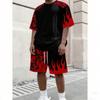 Men's Set Splicing Colors Printed Men's T-shirt and Shorts 2 Piece Set Summer Casual Outdoor Men's and Women's Outfit Clothing