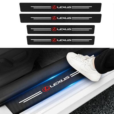 4 Pièces Bande de Seuil avec Logo de Voiture Autocollant de Pédale de Seuil de Porte Intérieur pour LS LC IS350 ES300h ES300 IS250 IS220d