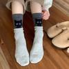 Breathable Mid-Tube Socks Color Blocking Cartoon Women Socks Fashion Design Cat Socks  Gifts