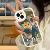 FUNNY DAN DA DAN Leather Phone Case For IPhone 16 16e 15 14 13 12 11 Pro Max Plus Mini Cover