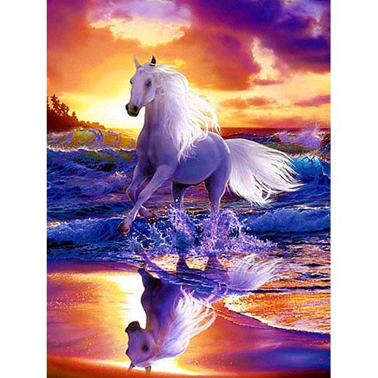 

Huacan бег лошадь закат 5D квадратная дрель алмазная картина вышивка крестиком комната