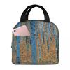 Gustav Klimt Boschetto di Faggi Borsa Termica Pranzo per Donne Bambini Scatole Cibo Portatili Lunch Box Termico Borsa a Tote
