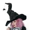 Halloween Costume Female Witch Twist Hat Black Velvet Witch Magician Velvet Hat Party Cosplay Props Festival Decor Accessories