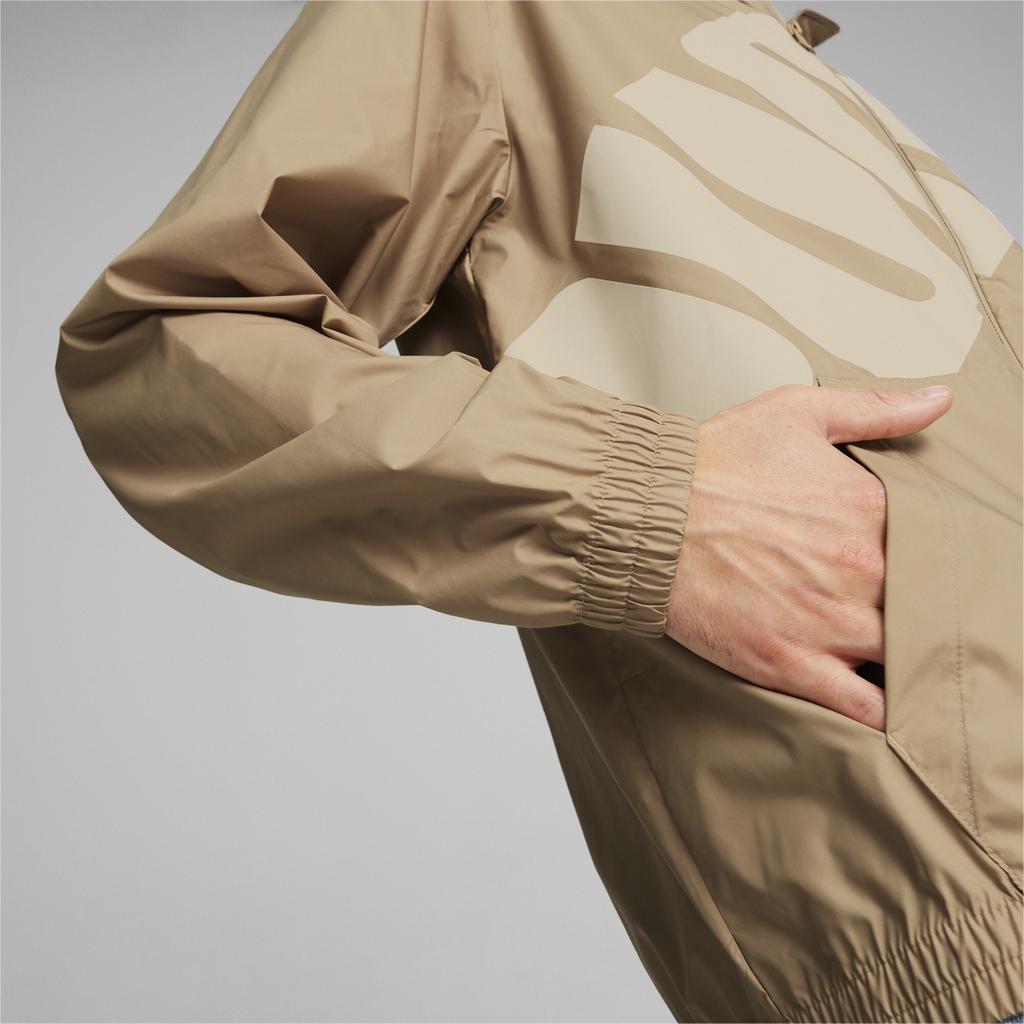 Men's jacket Puma HOODED GRAPHIC WINDBREAKER beige 62383783 r M