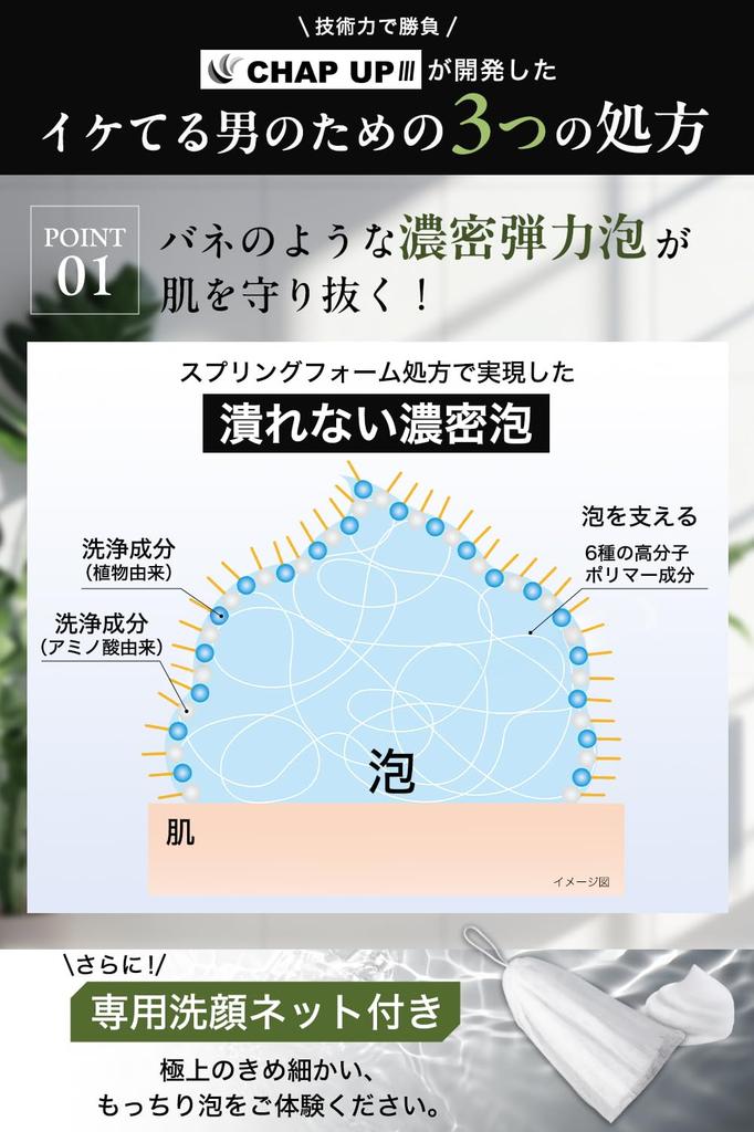 CHAPUP Dense Foam Facial Cleanser Cleansing 150g X 2 Formulated with Vitamin and Moisturizing Foaming Facial Cleanser for Men and Hyaluronic and (with